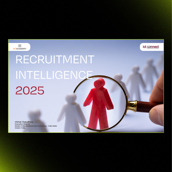 Magnifying glass highlighting figuring worker